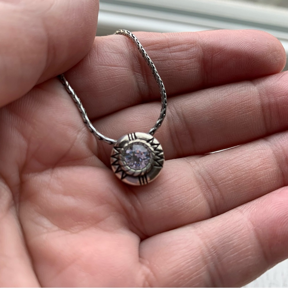 Brighton Reversible Silver Necklace - amber and clear stones - Picture 3 of 14